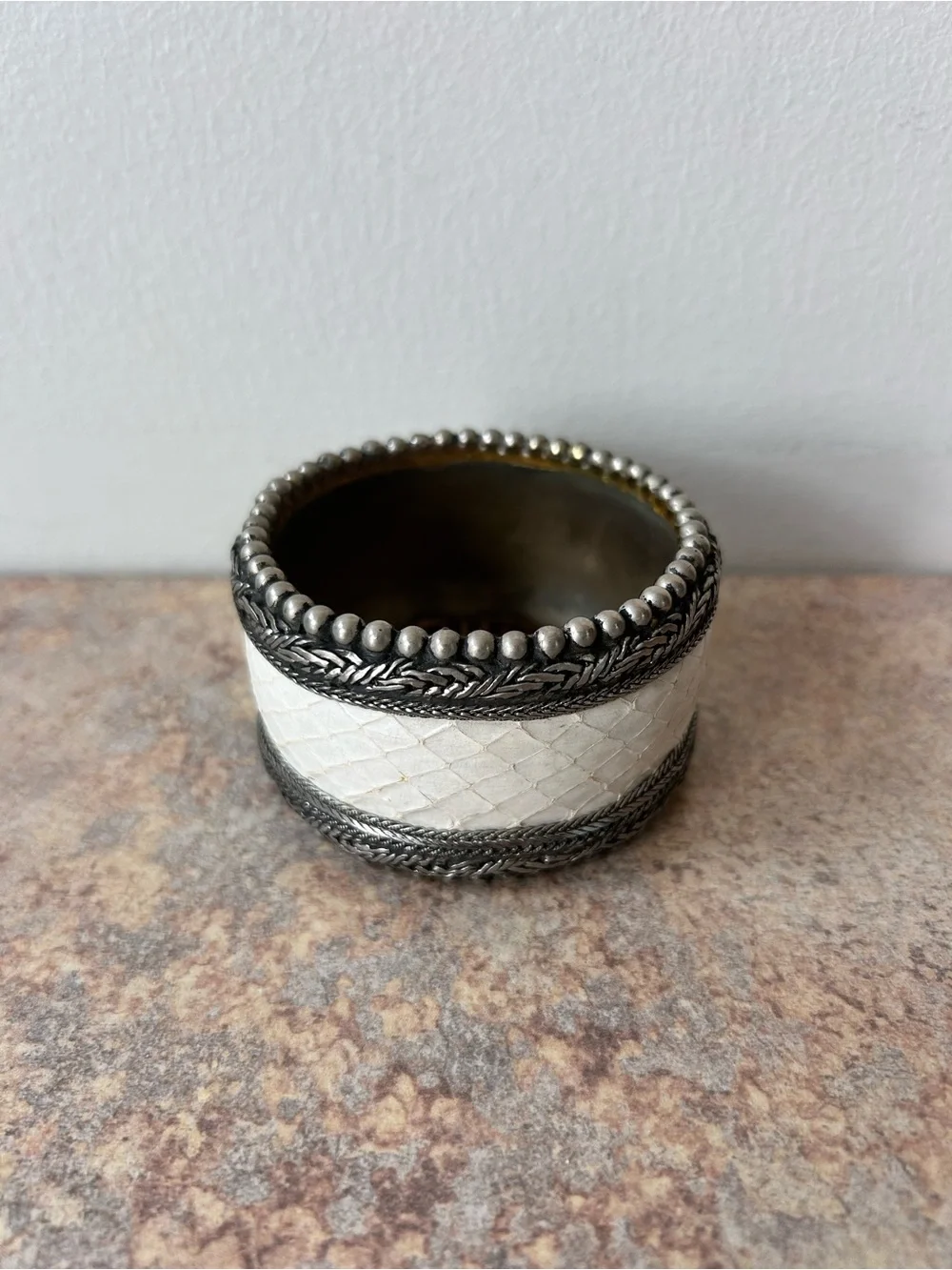 Vintage Sterling Silver Boho Style Bangle Bracelet 1.75” wide/2.5” diameter